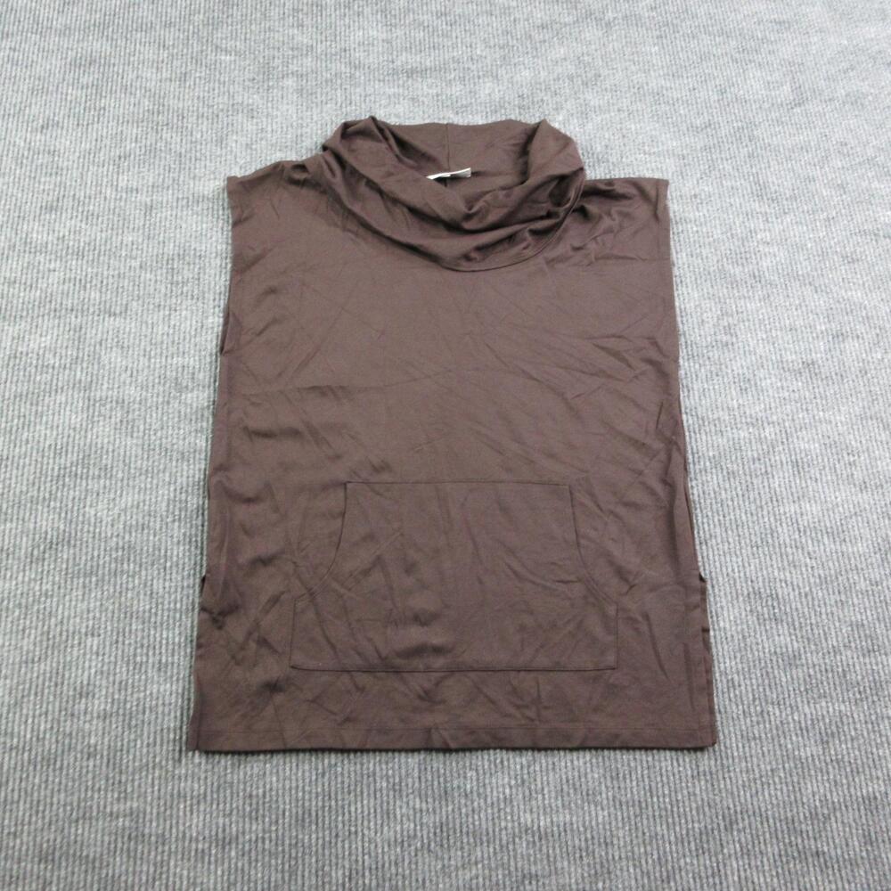 Bryn WALKER Tank Womens 2XS Brown Tunic High Neck Pockets Stretch Jersey